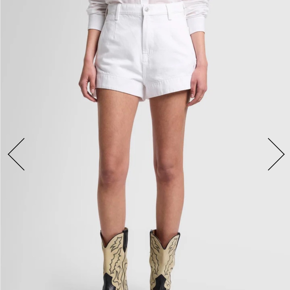 7 For All Mankind White Jean Shorts with Rolled Hems - Picture 2 of 5